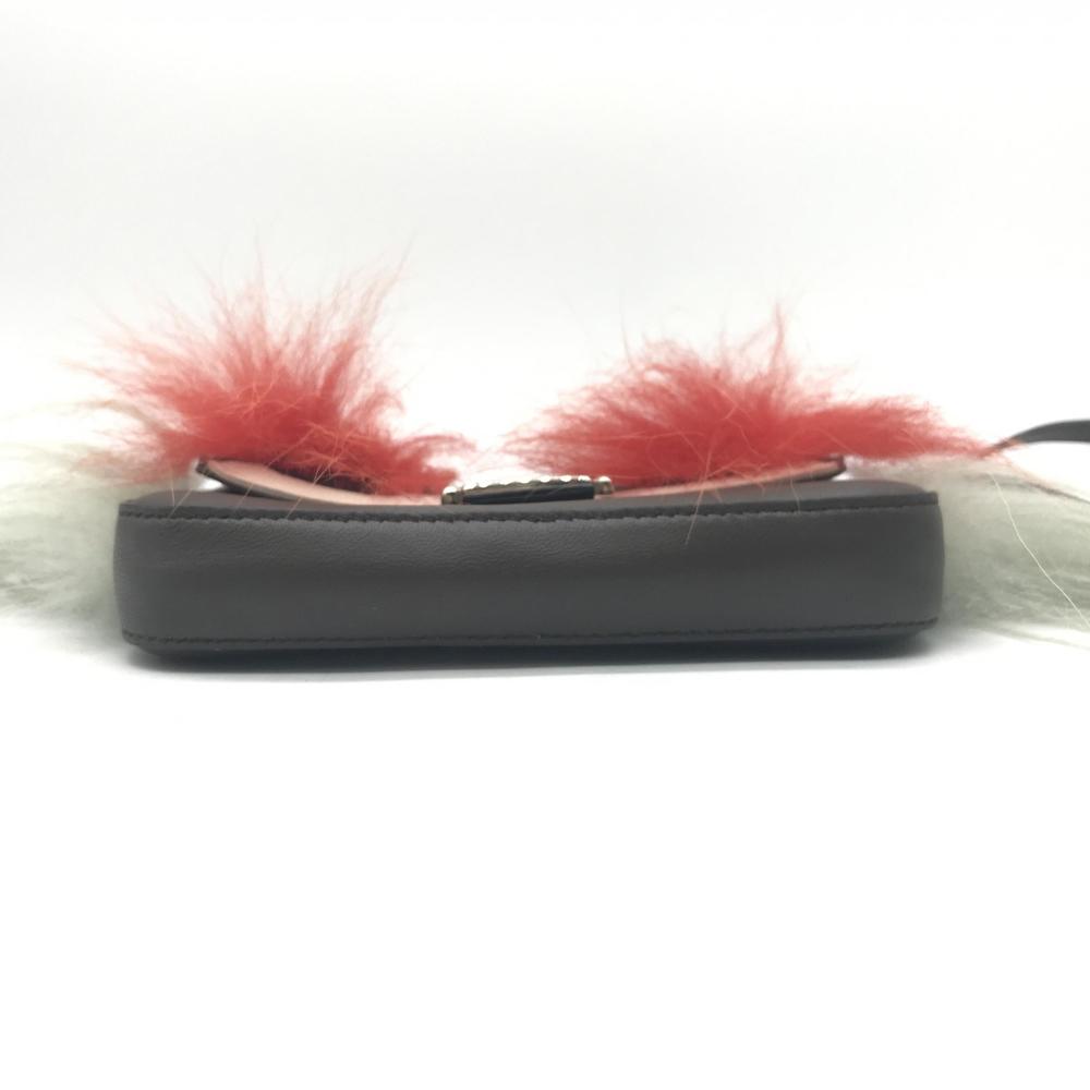 Fendi Nappa Shatoosh Fox Goat Fur Leather Crossbody Bag Black View 4